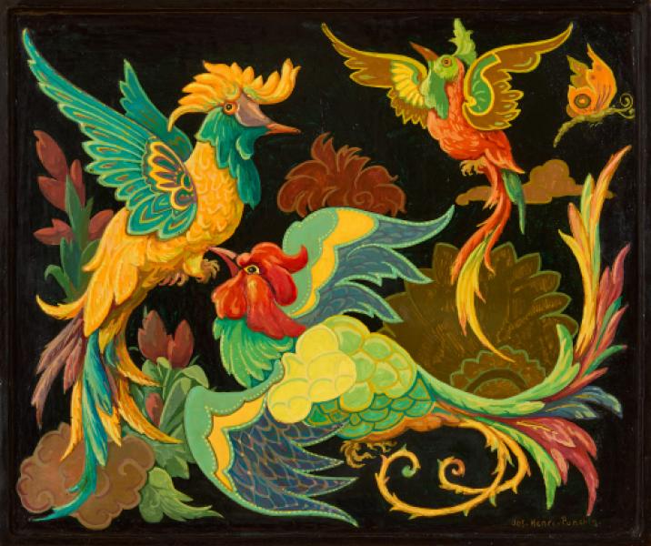 Projet de décor, laque aux oiseaux III